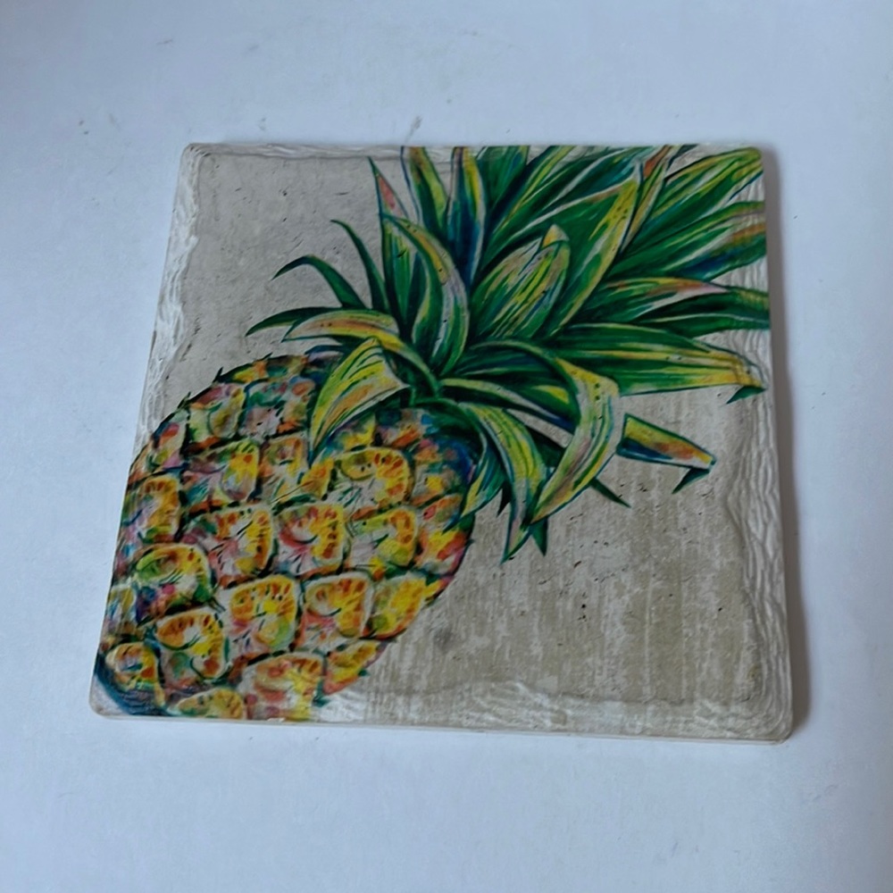 Pineapple tile desk coaster trivet coaster cork backed